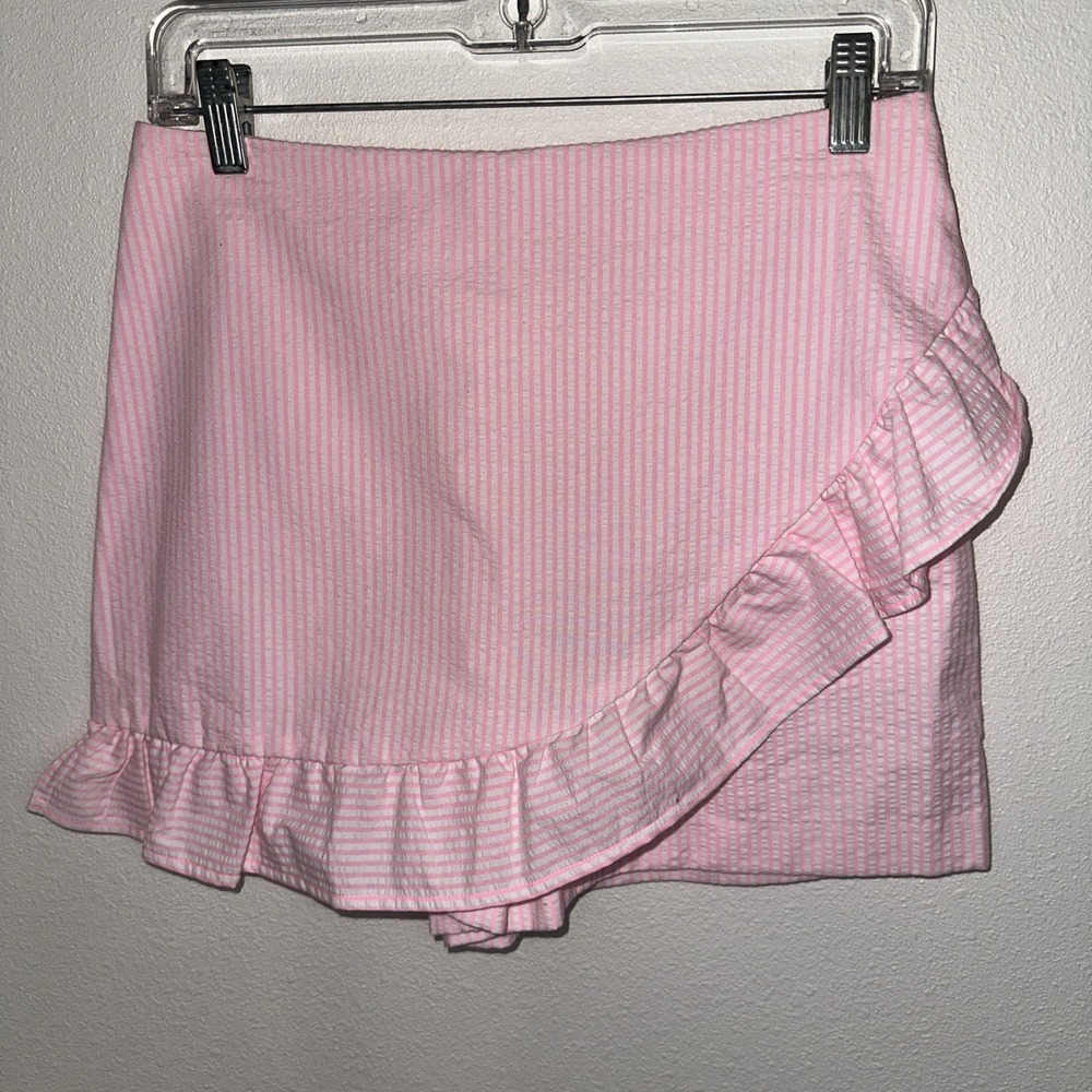 LILLY PULITZER Faye Skort CAPRI CORAL SEERSUCKER Ruffle Front Size 2